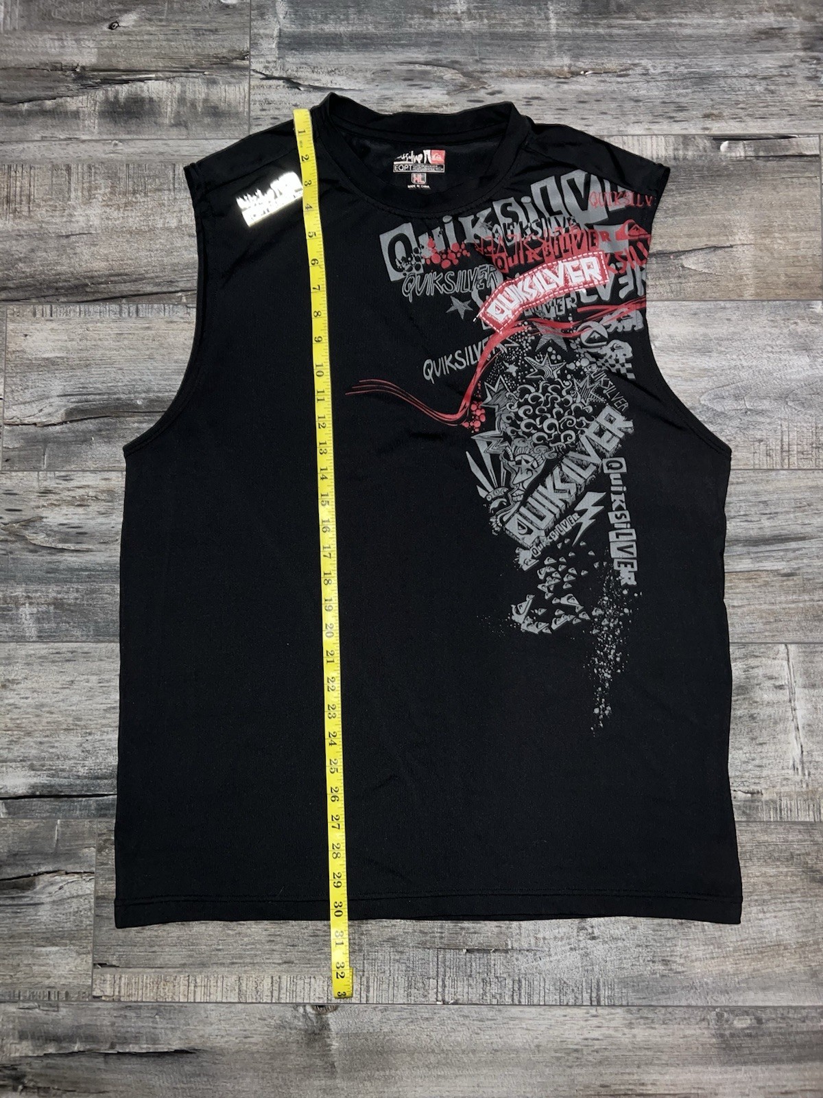 Quiksilver Graphic Logo Print T-Shirt Black Men’s XL Sleeveless Crew Neck