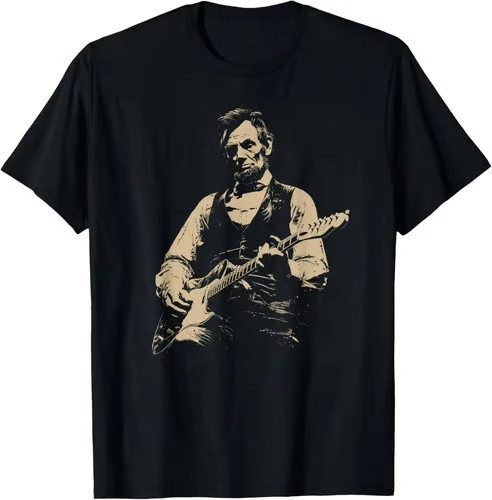 Abraham Lincoln-Abe-Lincoln Playing Guitar Retro Vintage Unisex T-Shirt