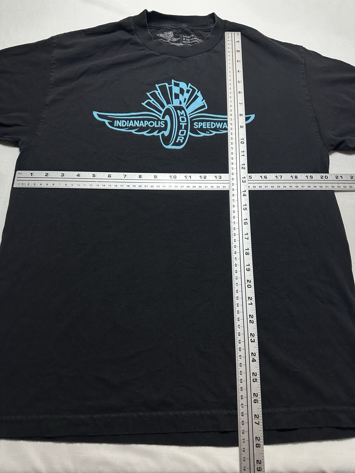 Indianapolis Motor Speedway Winged Wheel Logo Tee Shirt Black Adult Size Large