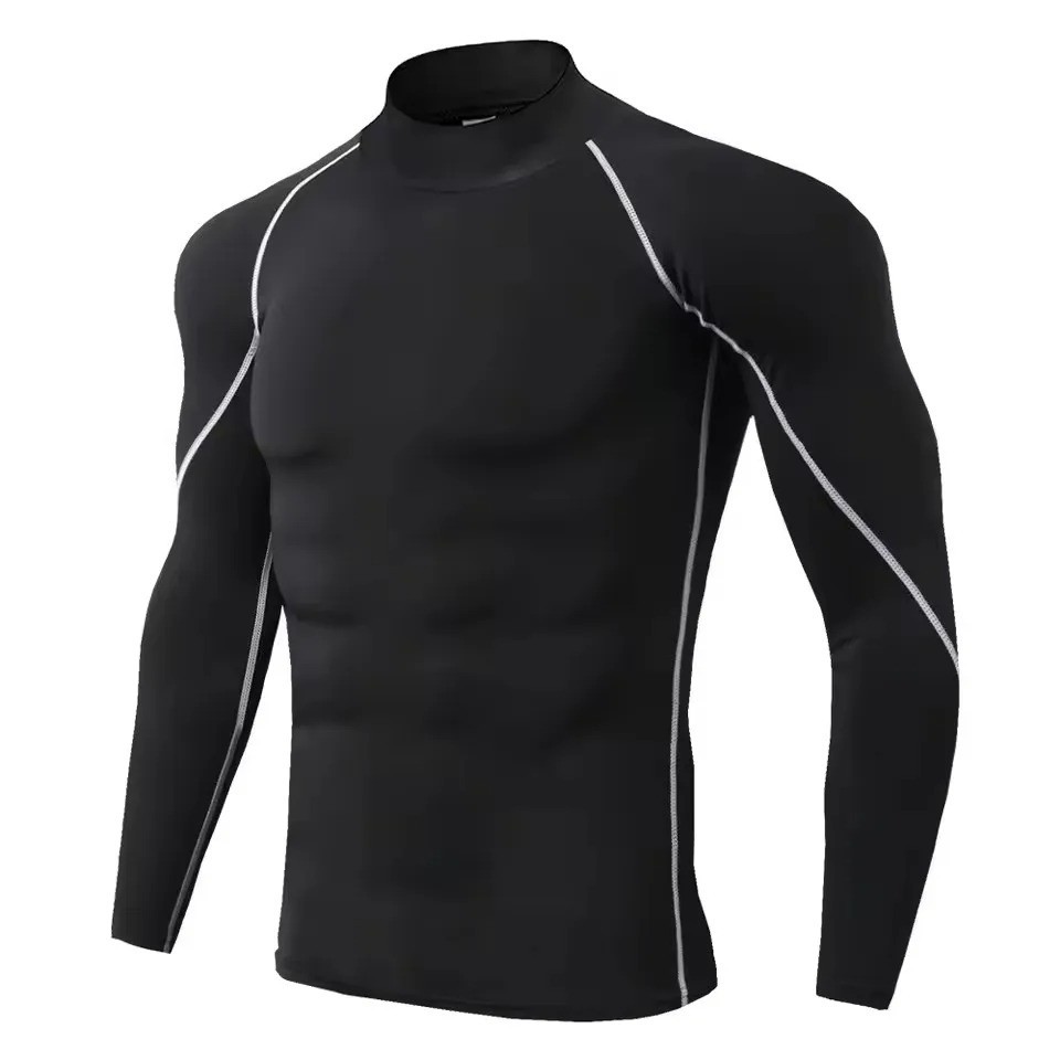 Share Men’s Long Sleeve Compression Shirt Quick-dry Gym Fitness Rashguard Top