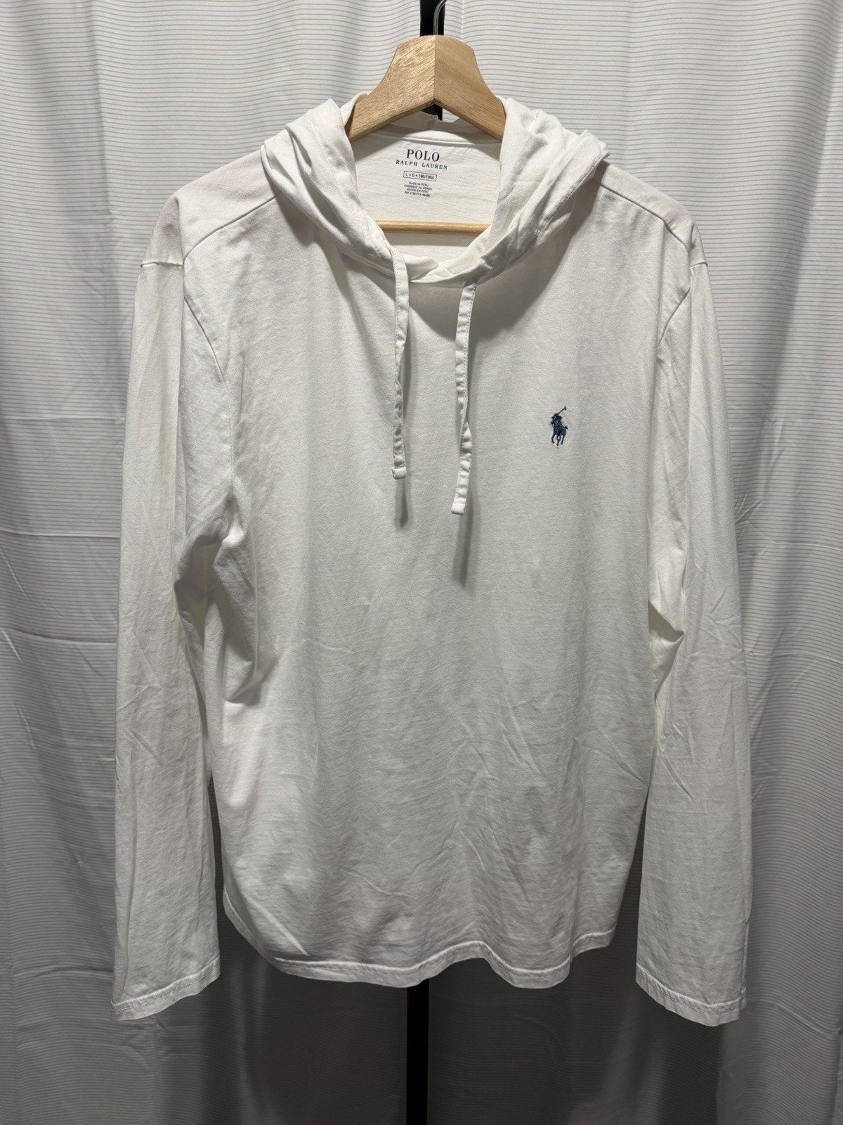 Polo Ralph Lauren Jersey Hooded T-Shirt Size Large White