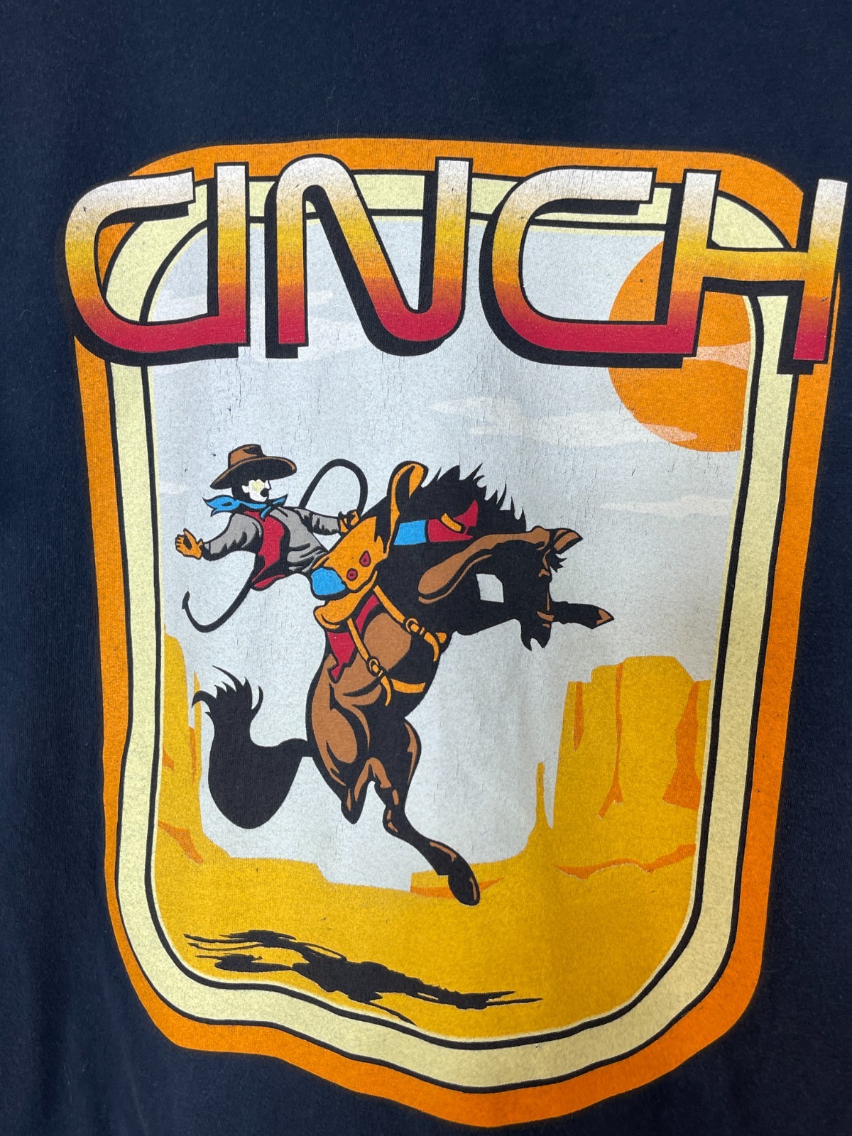 Cinch Western Cowboy Outlaw Bronc Blue Short Sleeve T-Shirt Mens Size L Tee