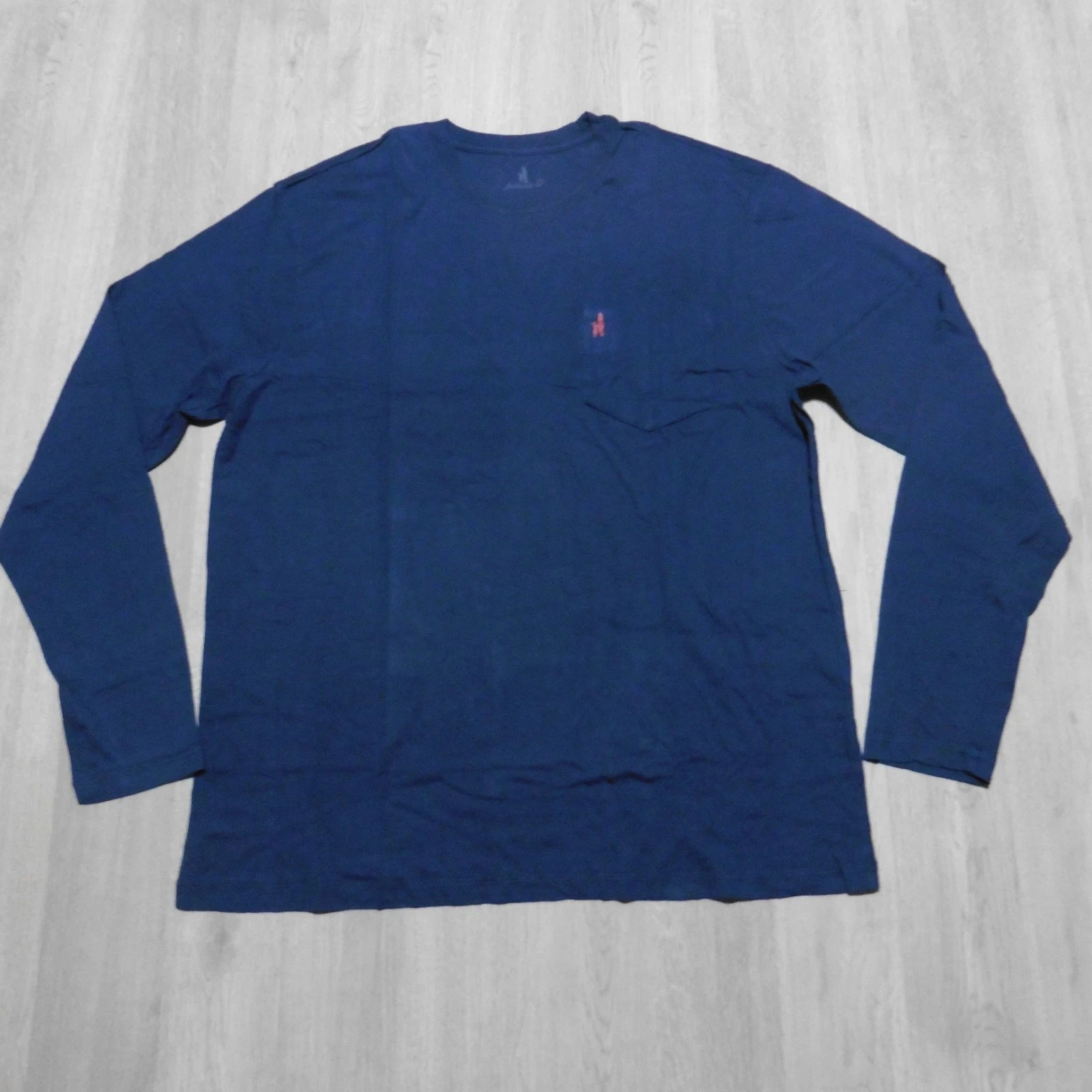 Johnnie-O Men’s M Coastal Way Crewneck T-Shirt Navy Blue LS Graphic Print
