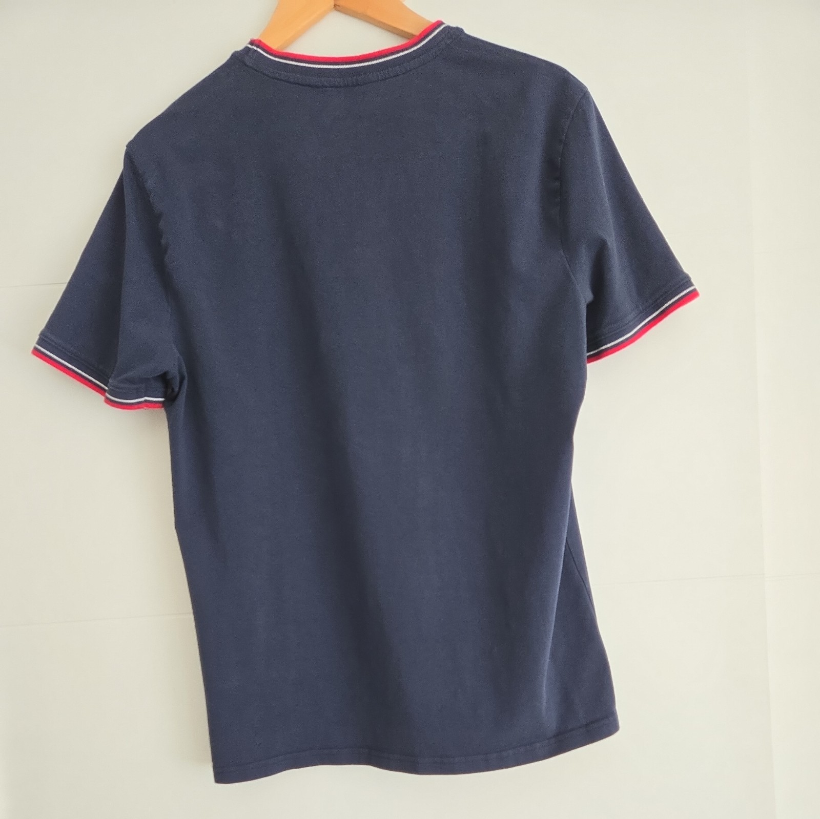 Ben Sherman Shirt Mens Large Navy Blue Pocket Tee Contrast Trim Stretch Casual
