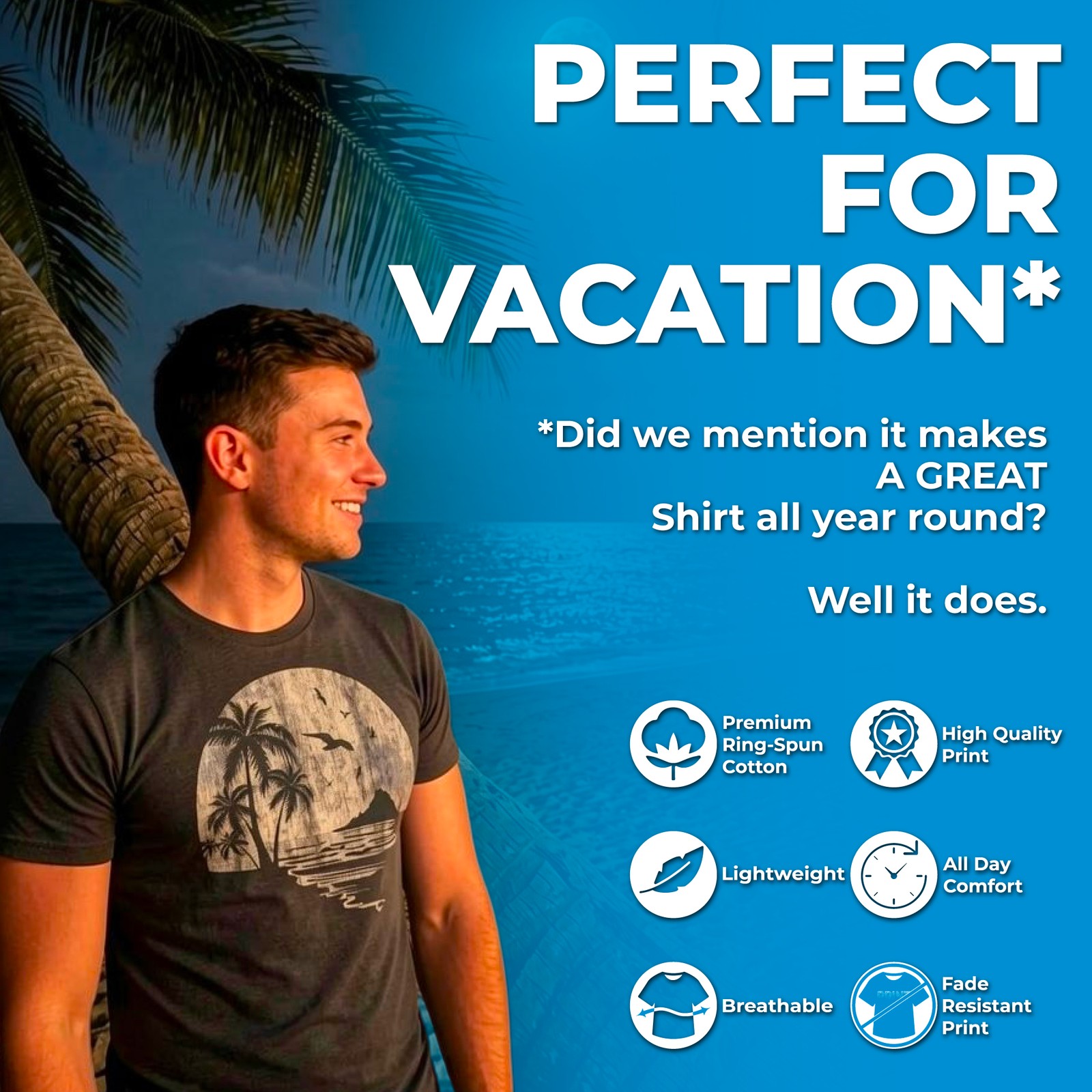 Mens Vacation Mode On T Shirt Funny Spring Break Tee