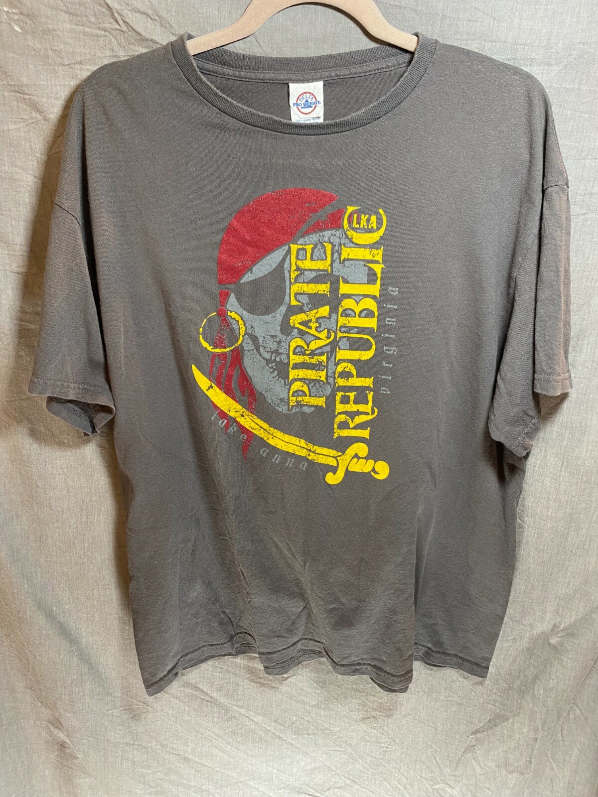 Pirate Republic Virginia Shirt Adult Extra Large Grey Graphic Tee Mens