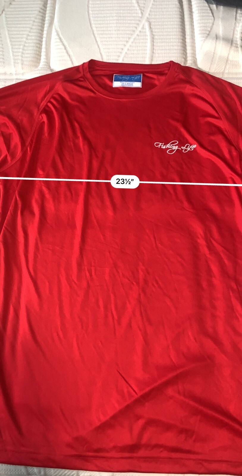 Fishing Life T-Shirt Men’s Long Sleeve Dri-Fit Fishing Boating Red 2XL Polyester