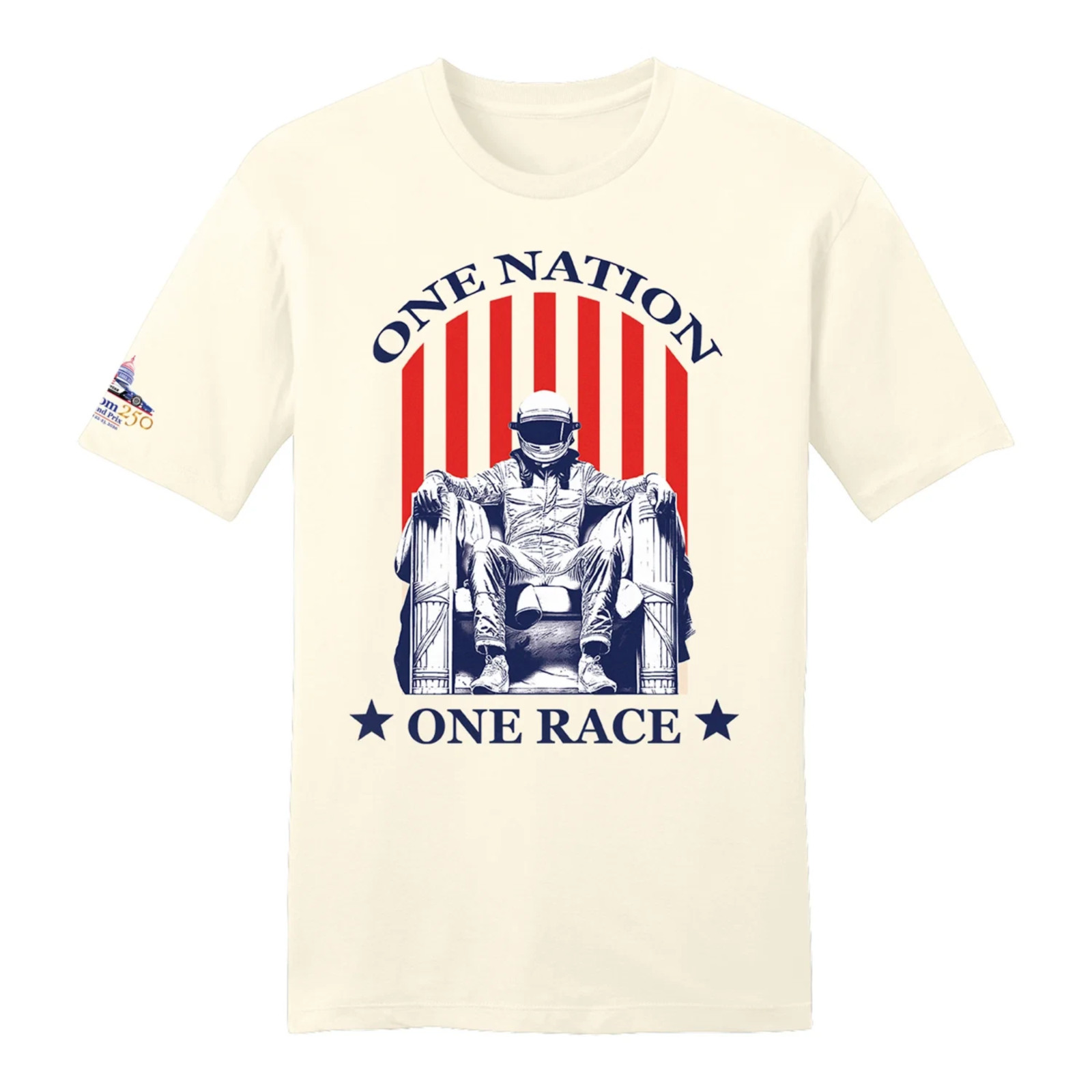 Freedom 250 One Nation One Race Patriotic Racing Graphic T-Shirt S-5XL White
