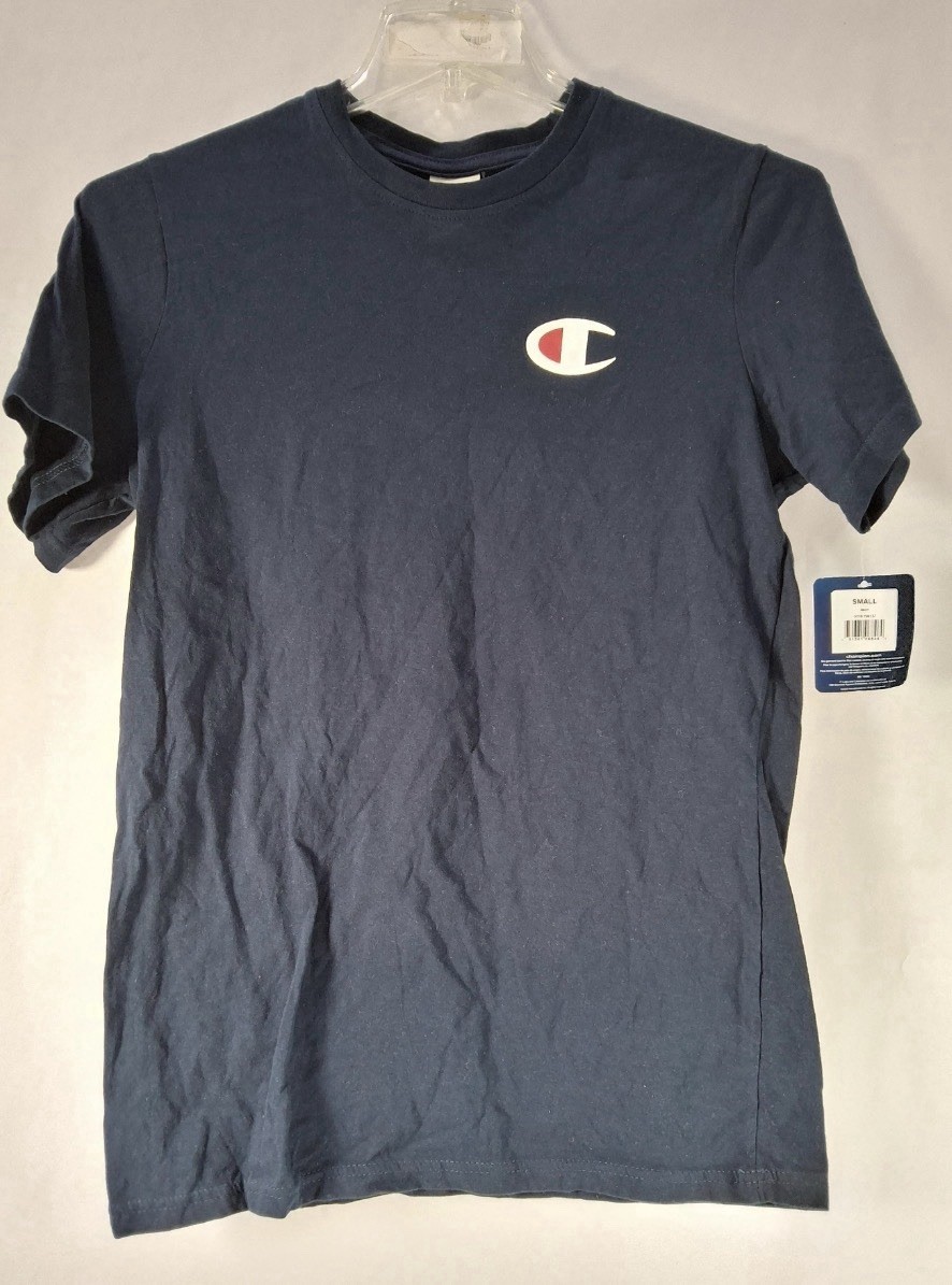 NWT Champion Reverse Weave Blue S Crew Neck T Shirt Navy Embroidered Retro