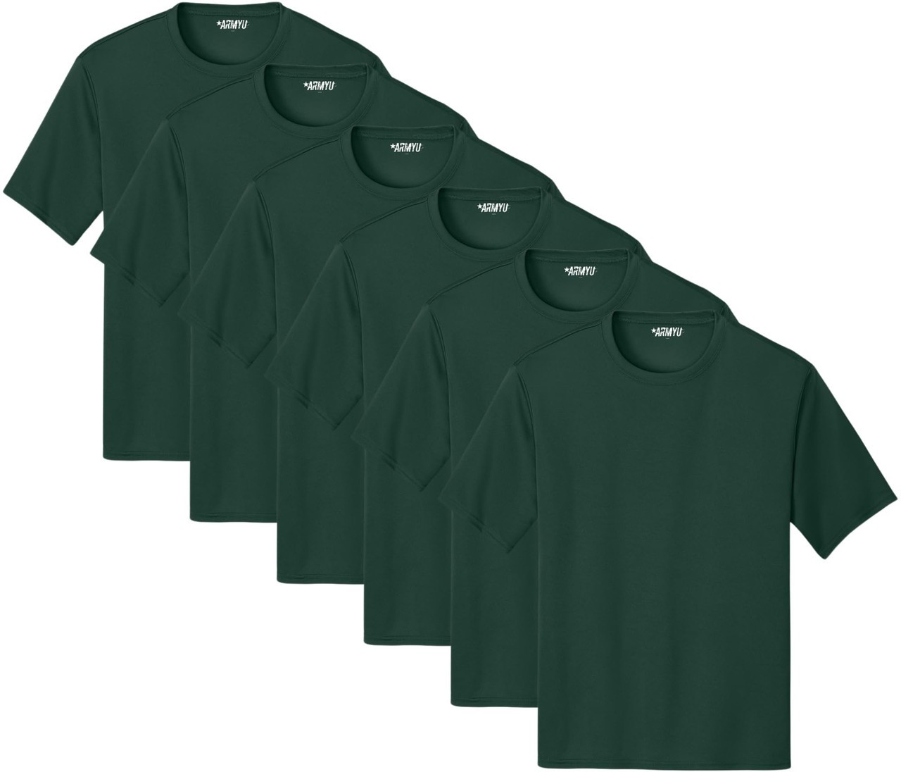 Solid Performance Military T-Shirts 100% Polyester Moisture Wicking Tee, 6-Pack