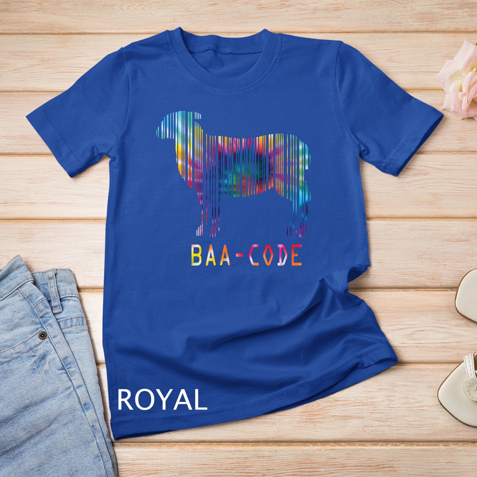 Funny Tie Dye Sheep Shirt BAA CODE Punny Baa-code Sheep Barcode Unisex T-shirt
