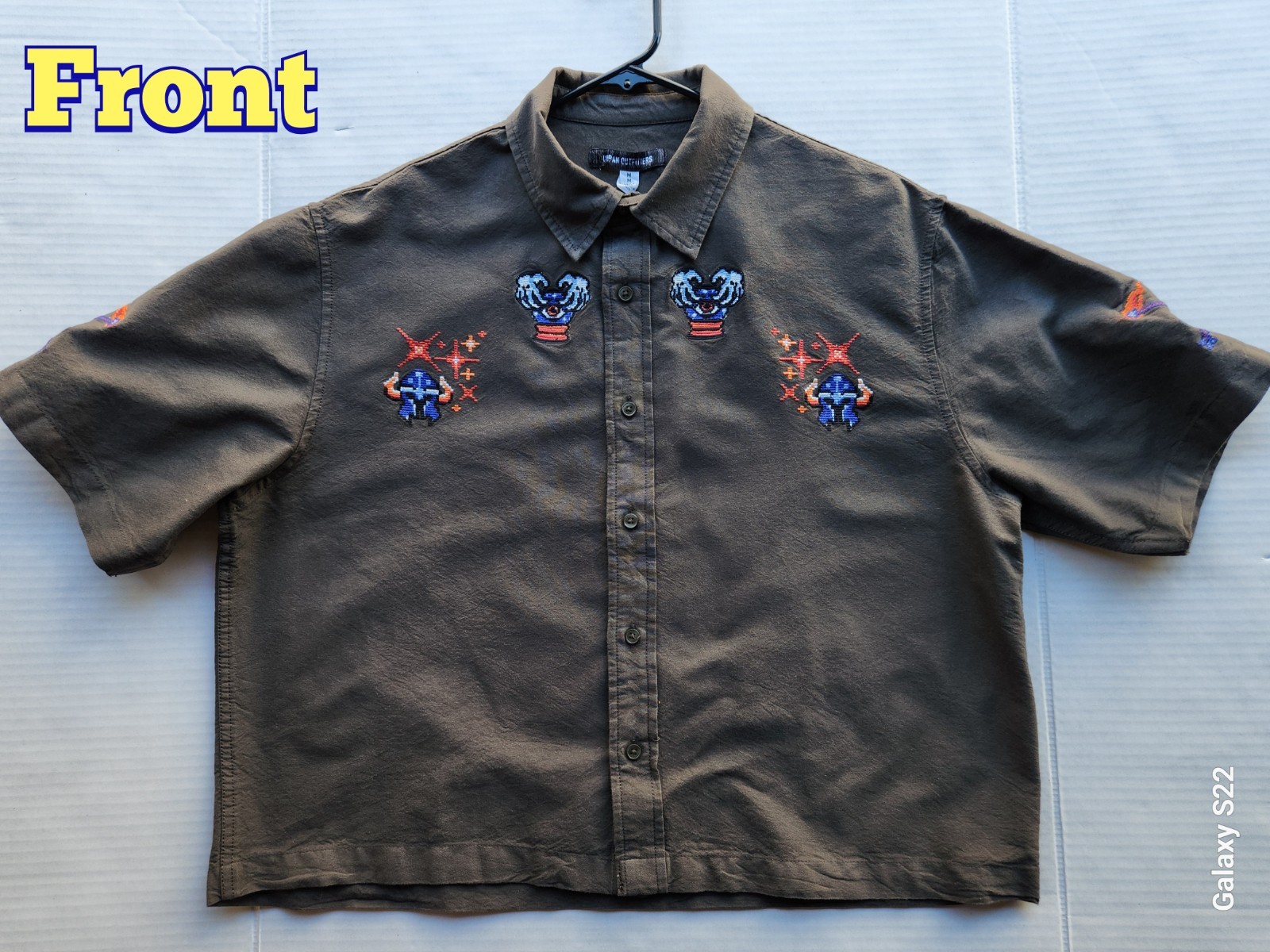 Urban Outfitters Men’s Apparel Dark Olive Woven Top Polo Shirt – Size: Medium