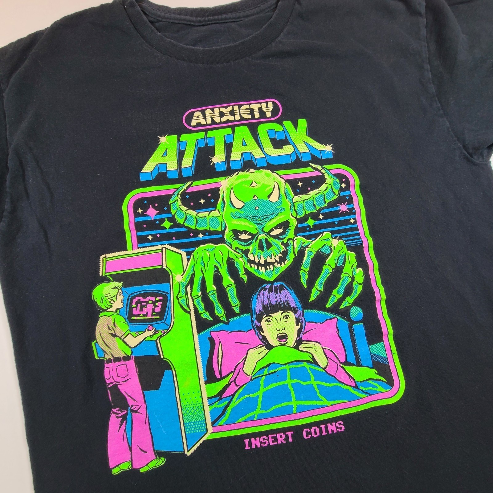 Anxiety Attack T-Shirt Steven Rhodes Insert Coins Arcade Graphic Tee