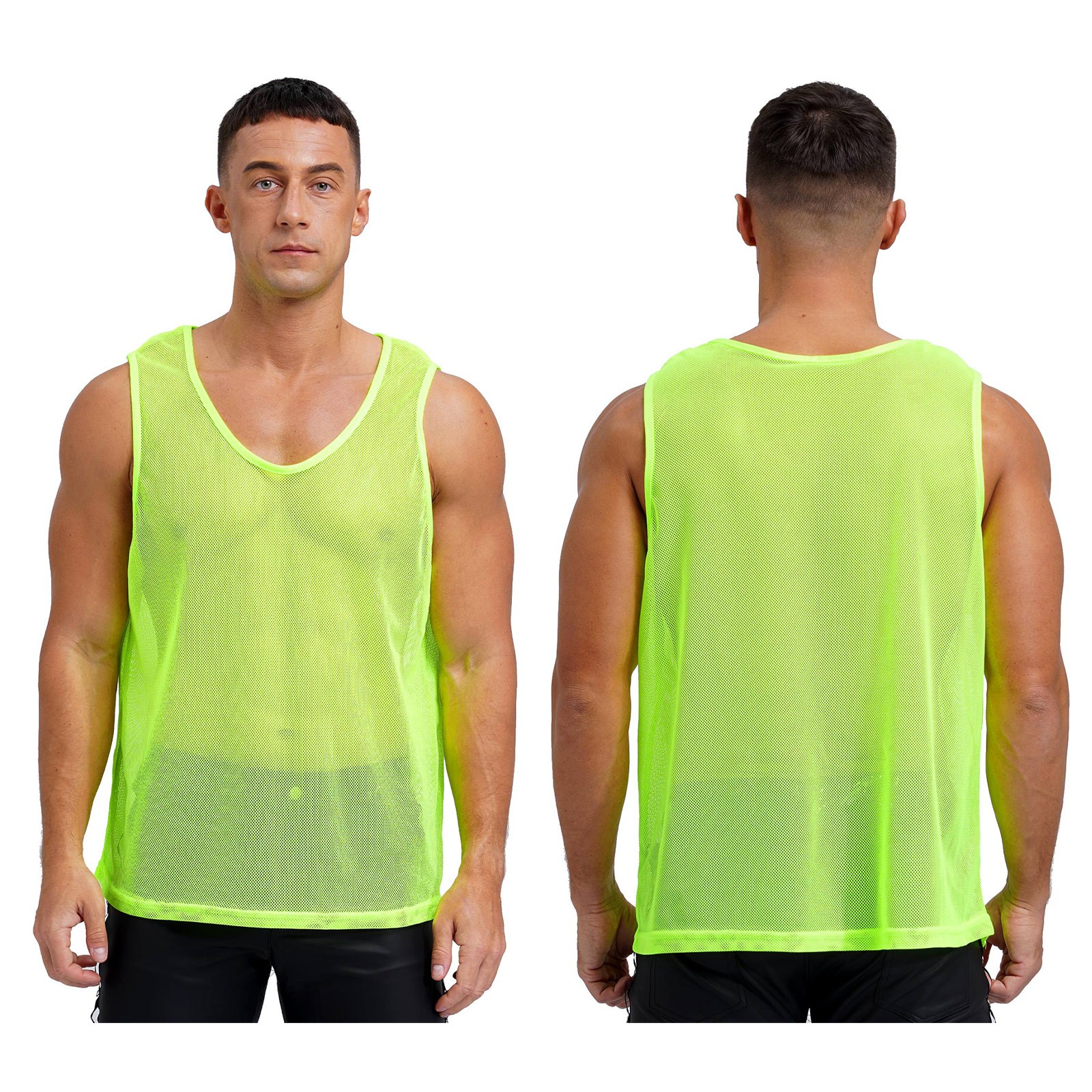 Mens Tops Training Vest Hollow Out T-shirts Round Neck Athletic Sheer Tank Sexy
