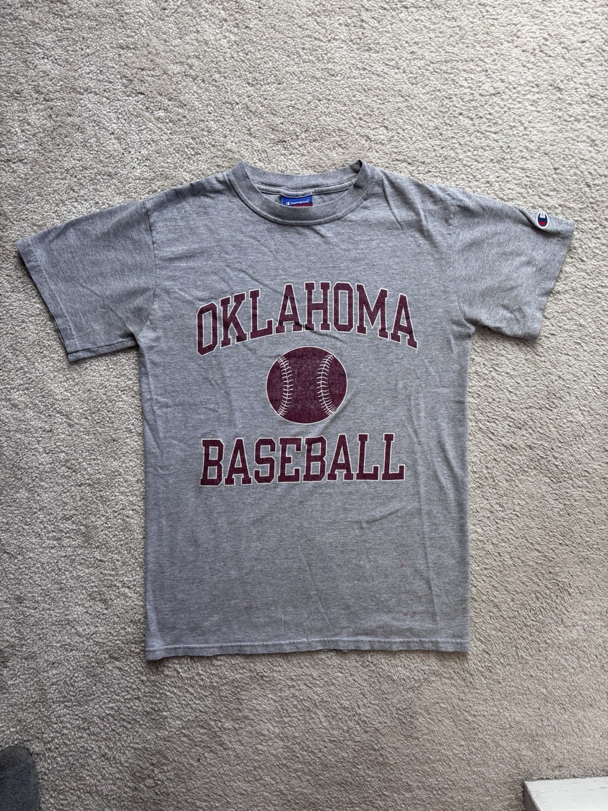 Champion Authentic Athletic Apparel Oklahoma Baseball Graphic Gray T-Shirt S