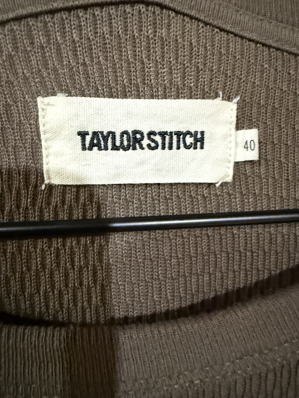 Taylor Stitch Mens Olive Waffle Knit Thermal Long Sleeve Organic Cotton Shirt 40