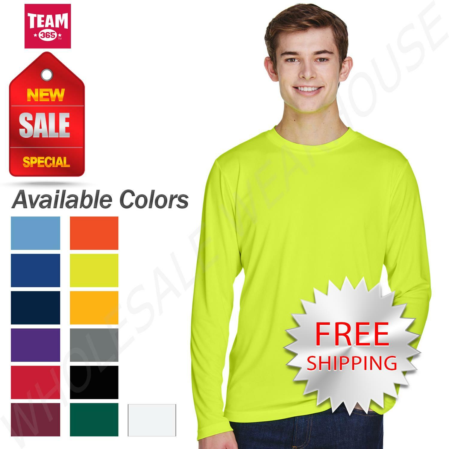 Team 365 Mens Long Sleeve T-Shirt Dri-Fit Performance Workout UV Protect TT11L