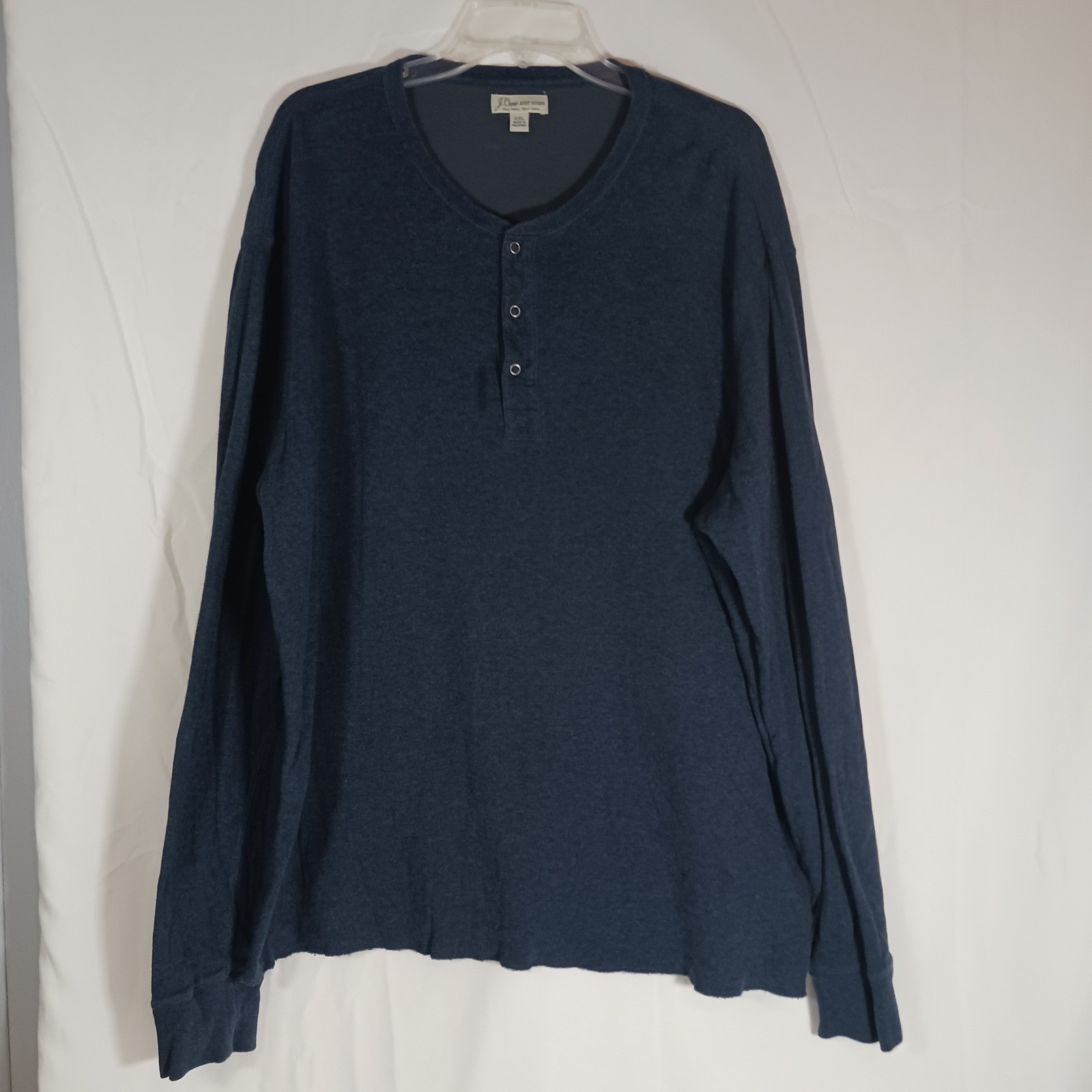 J. Crew Henley Shirt Mens XXL Blue Excellent Long Sleeve Cotton Blend Casual