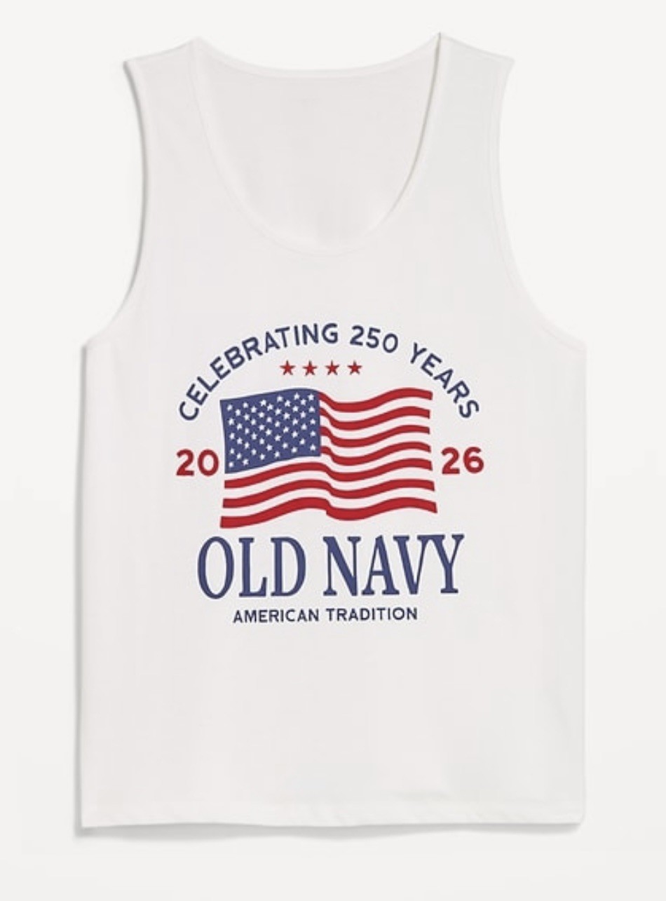 Old Navy 2026 USA Flag 250th Anniversary Patriotic Graphic Tank