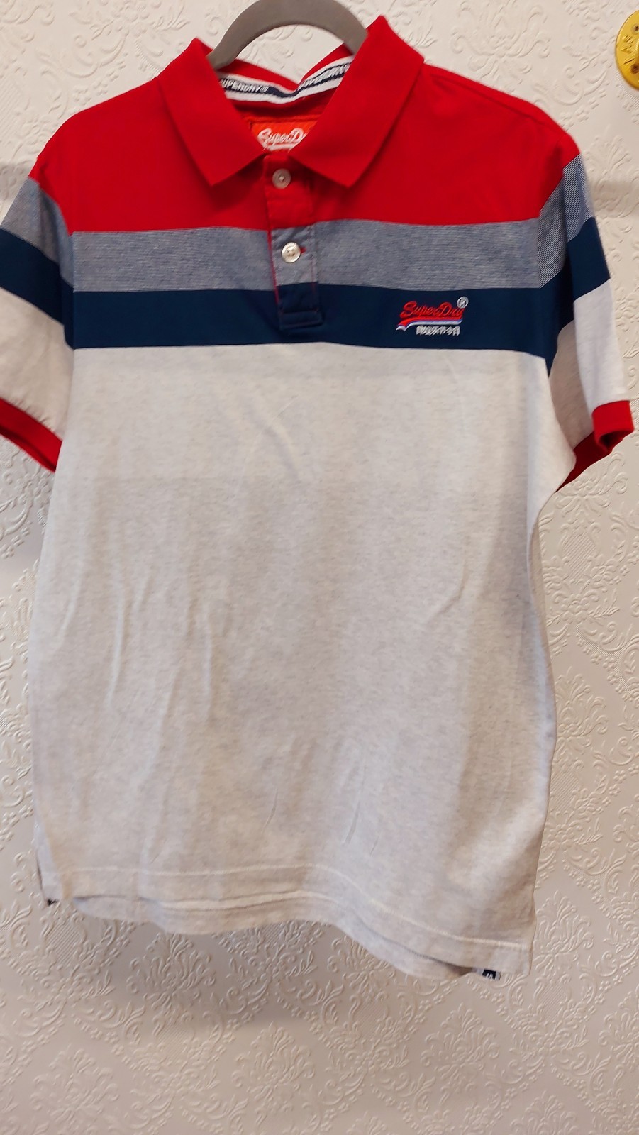 Superdry Mens TShirt Top Size L Multicoloured Short Sleeve Collared Polo