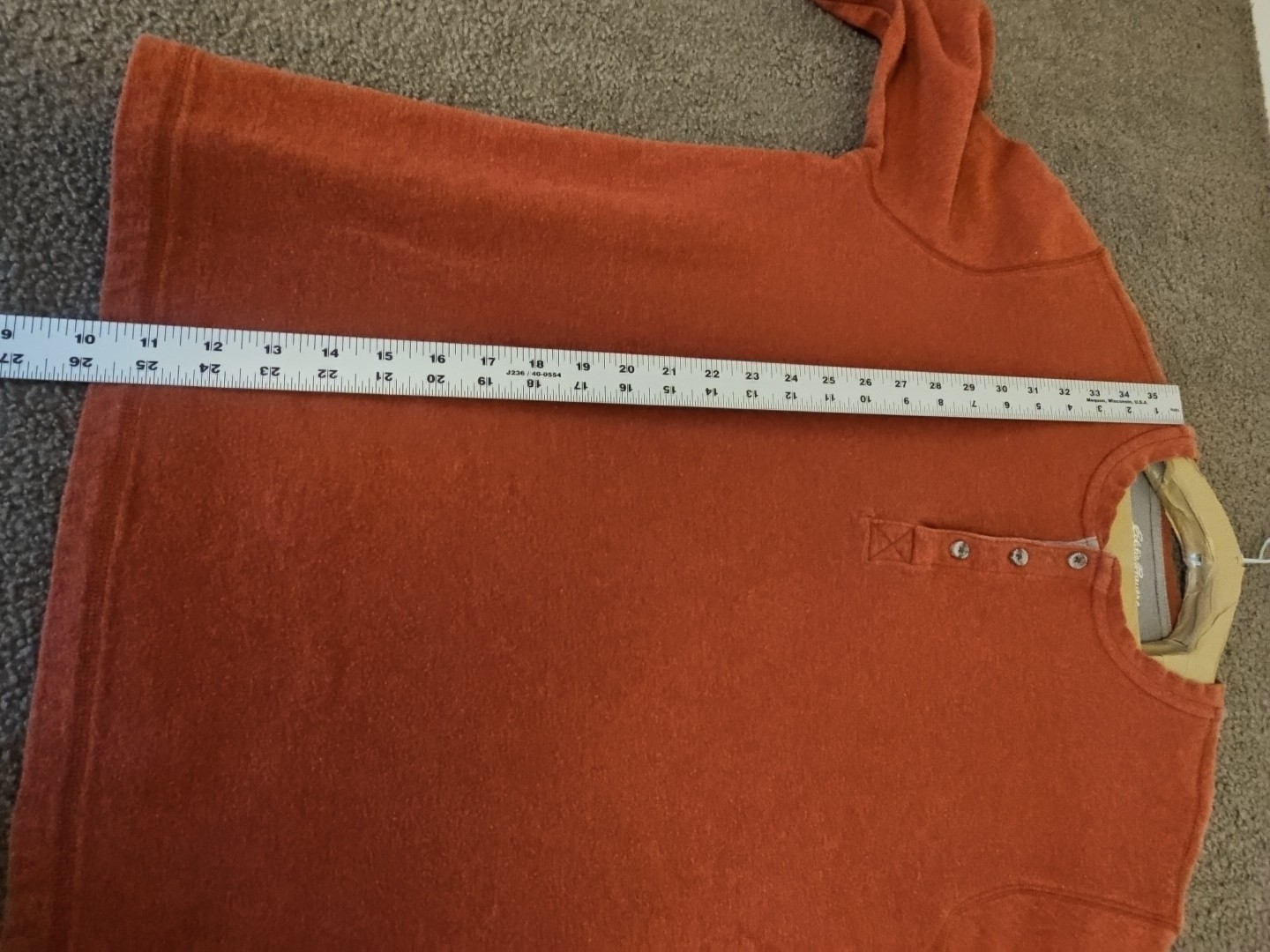 Eddie Bauer Mens Large Henley orange Ultrasoft long Sleeve pull on