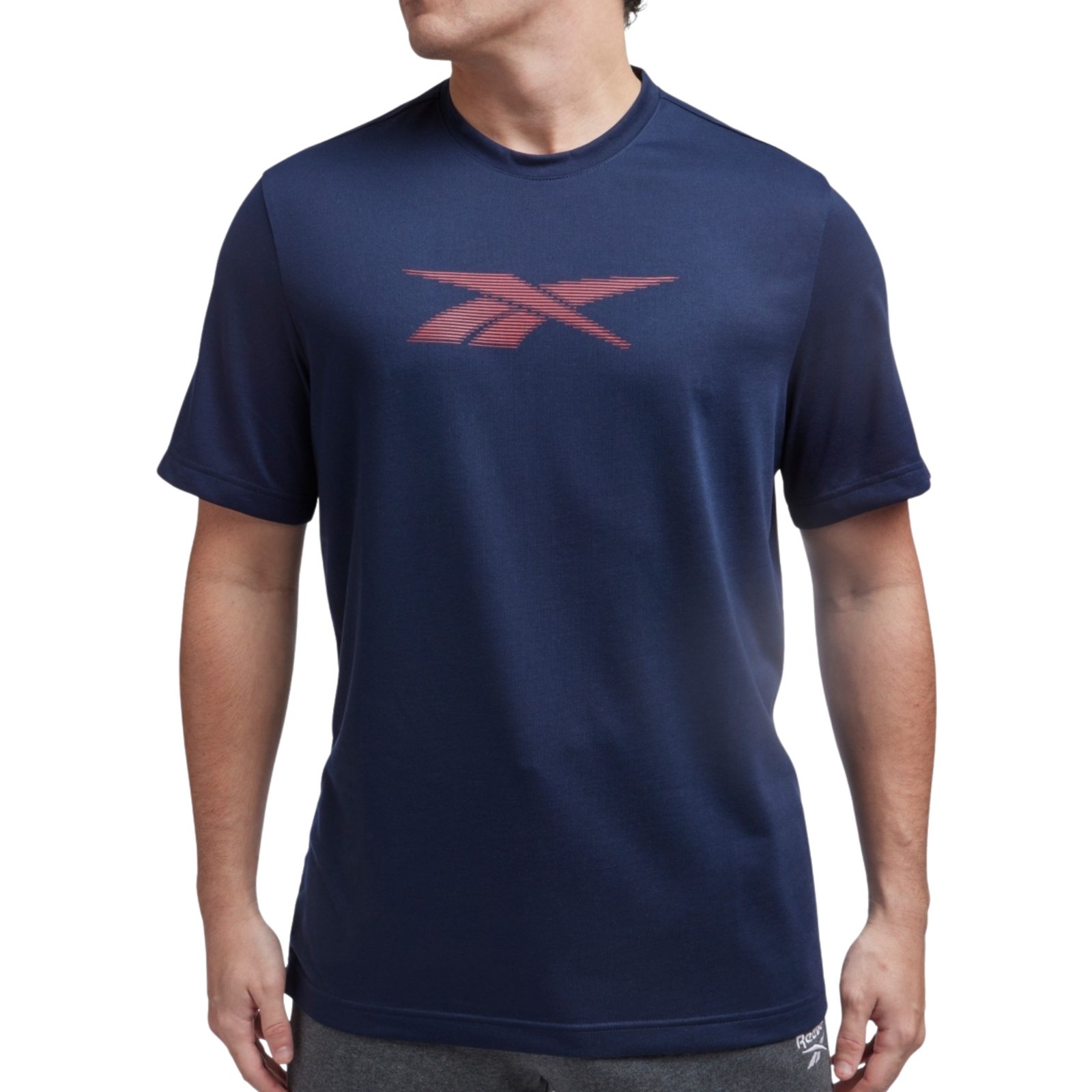 REEBOK Vector Performance Logo T-Shirt sz M Medium Navy Blue Red