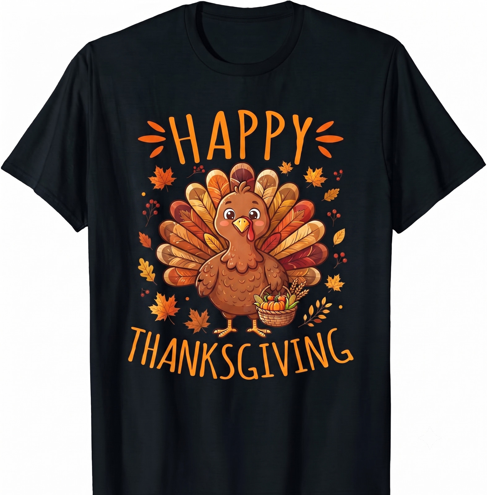 Happy Thanksgiving Turkey Cute Fall Harvest Leaves Celebration T-shirt