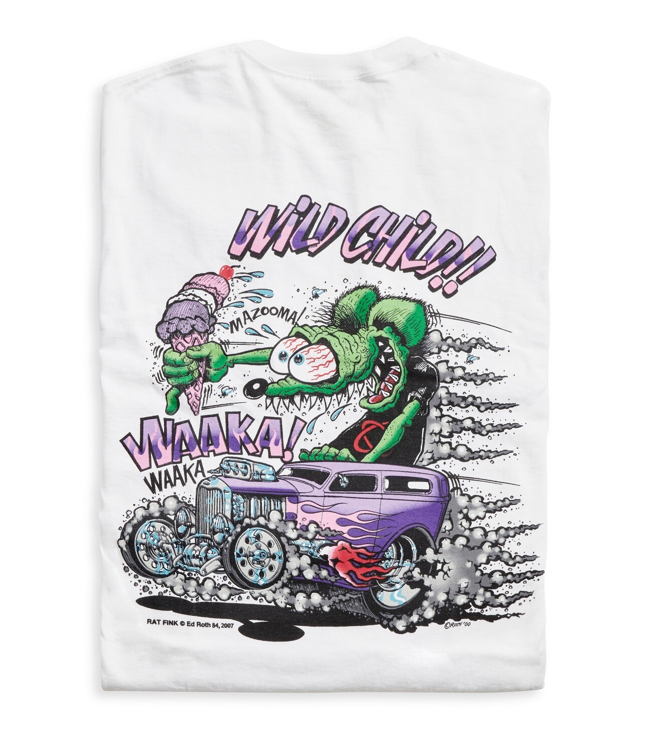 Men’s Ed Big Daddy Roth Rat Fink Wild Child Hot Rod White Cotton T-Shirt S-3XL