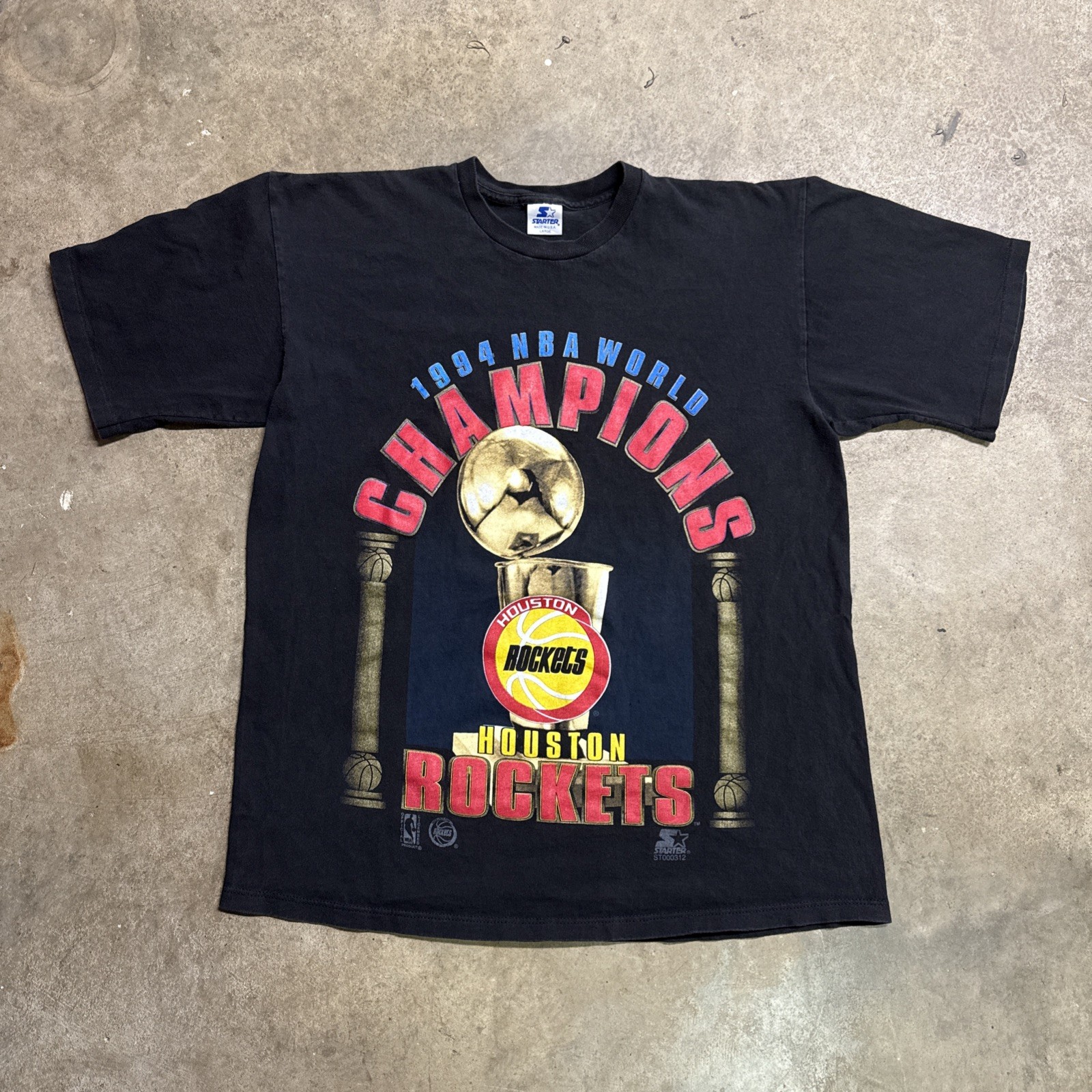 Vintage Houston Rockets Shirt Mens Large Black 90 NBA Finals 1994 Basketball