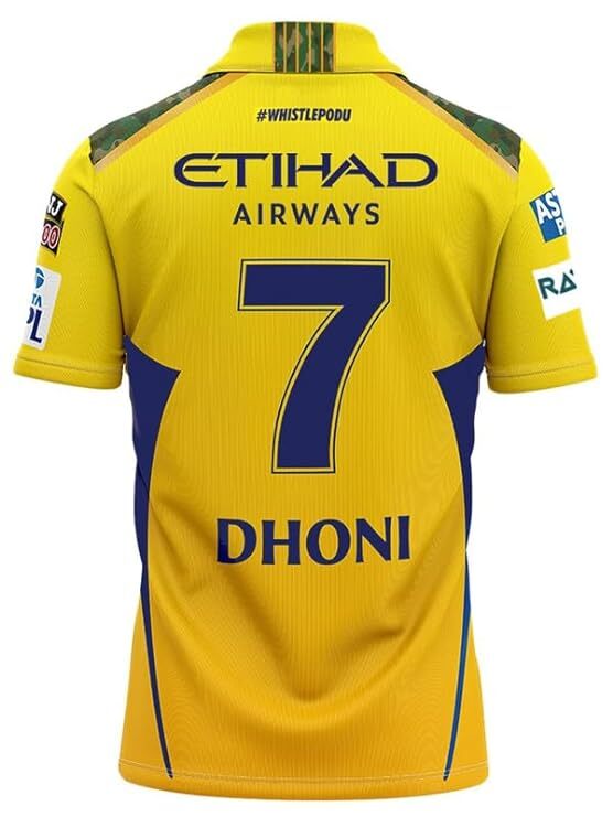 High Quality Polyester Sports T-Shirt CSK Jersey Dhoni 7 Regular Fit