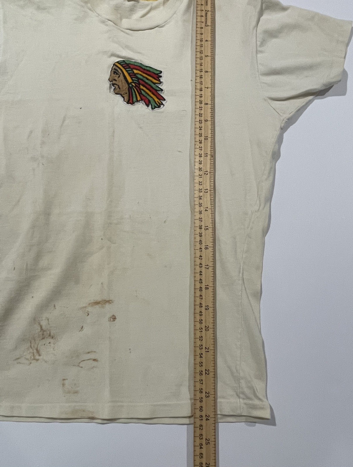Vintage 60s Native American Chief Head T Shirt School BC USA Made Sz S 50s