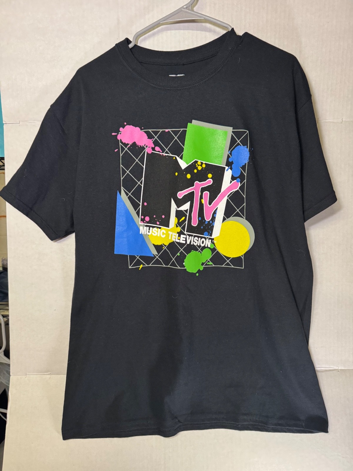 MTV Music Television Graphic T-Shirt Black Retro 80s Style Logo Tee Size Large