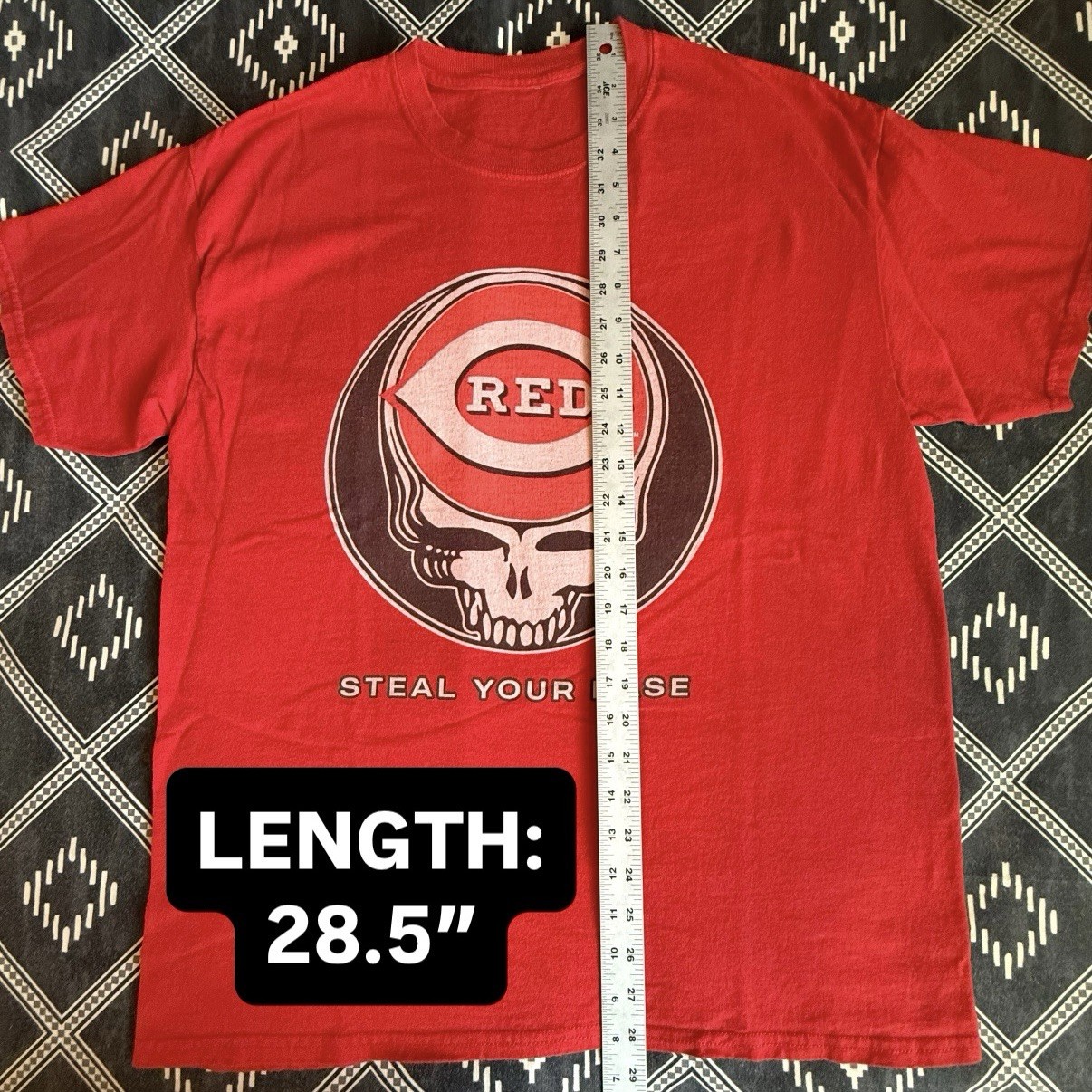 GRATEFUL DEAD CINCINNATI REDS Steal Your Base Mashup T-Shirt. LARGE Preowned NV