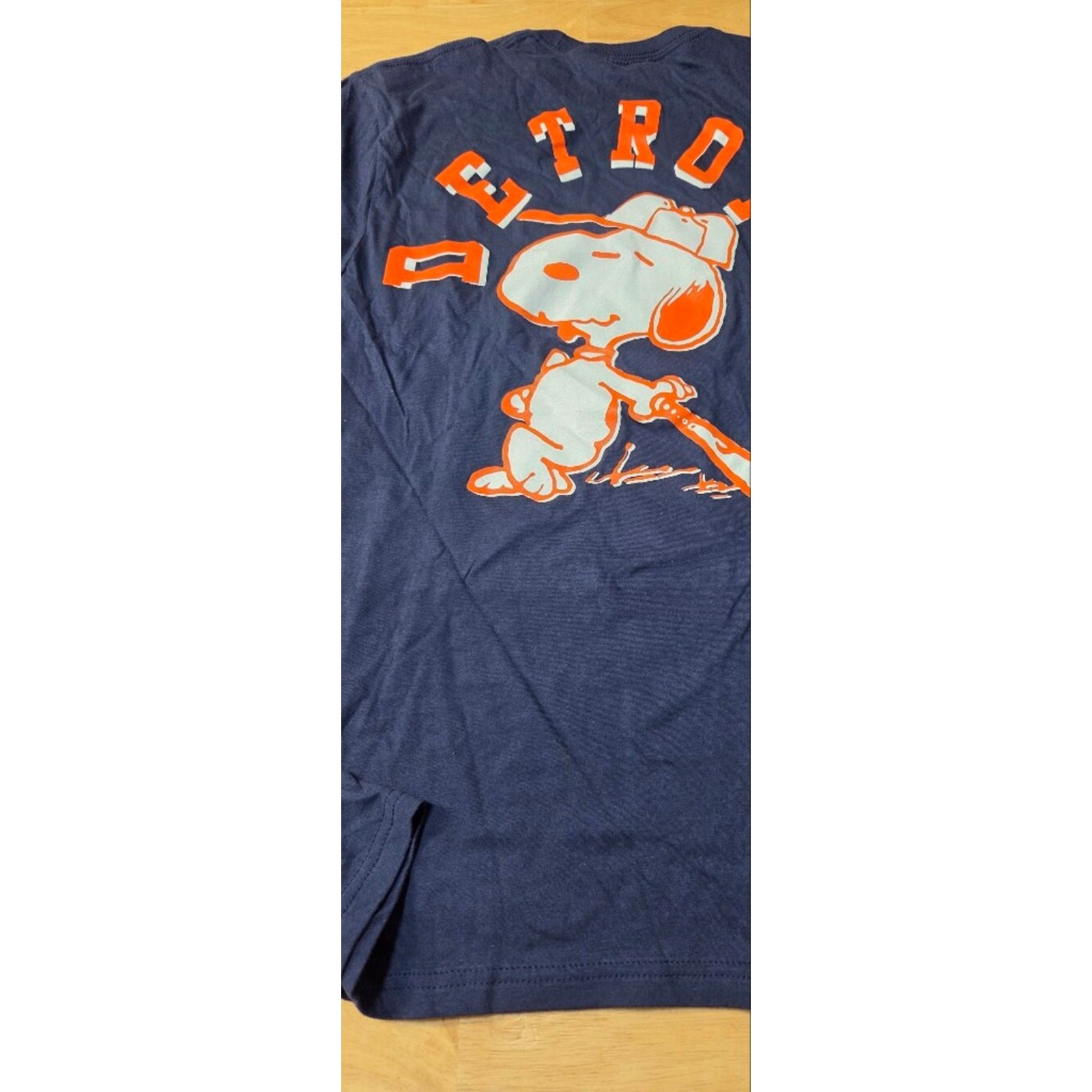 Peanuts Snoopy Detroit Baseball Graphic Tee Medium NWOT Navy Blue Team Merch
