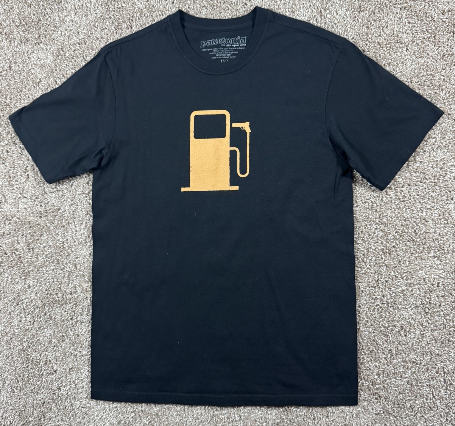 Patagonia Shirt Mens Medium M Black Climate Counts Kill The Gas Pump Gun Cotton