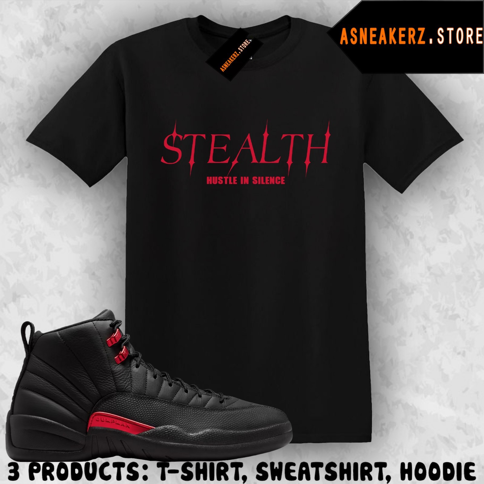 Shirt To Match AJ 12 Bloodline 2026 Sneaker Matching Tee Stealth T-Shirt