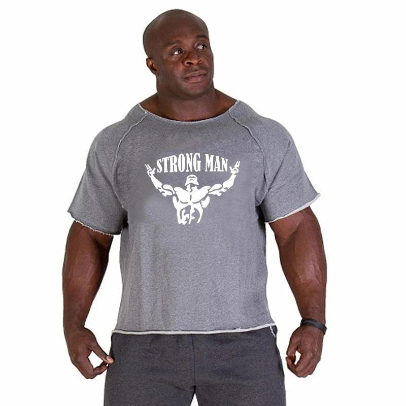 Men’s T Shirts Fitness Men Bodybuilding Shirt Batwing Sleeve Rag Shirt Gym