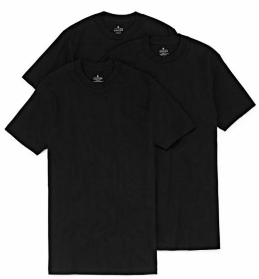 Stafford 3-Pack Men’s 100% Cotton Heavy Weight Crew-Neck T-Shirt Black