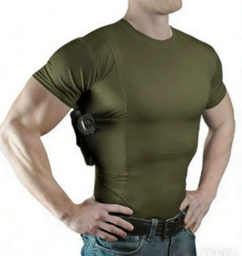 Men Tactical Concealed Carry Shirt Short Sleeve Hidden Holster Pockets