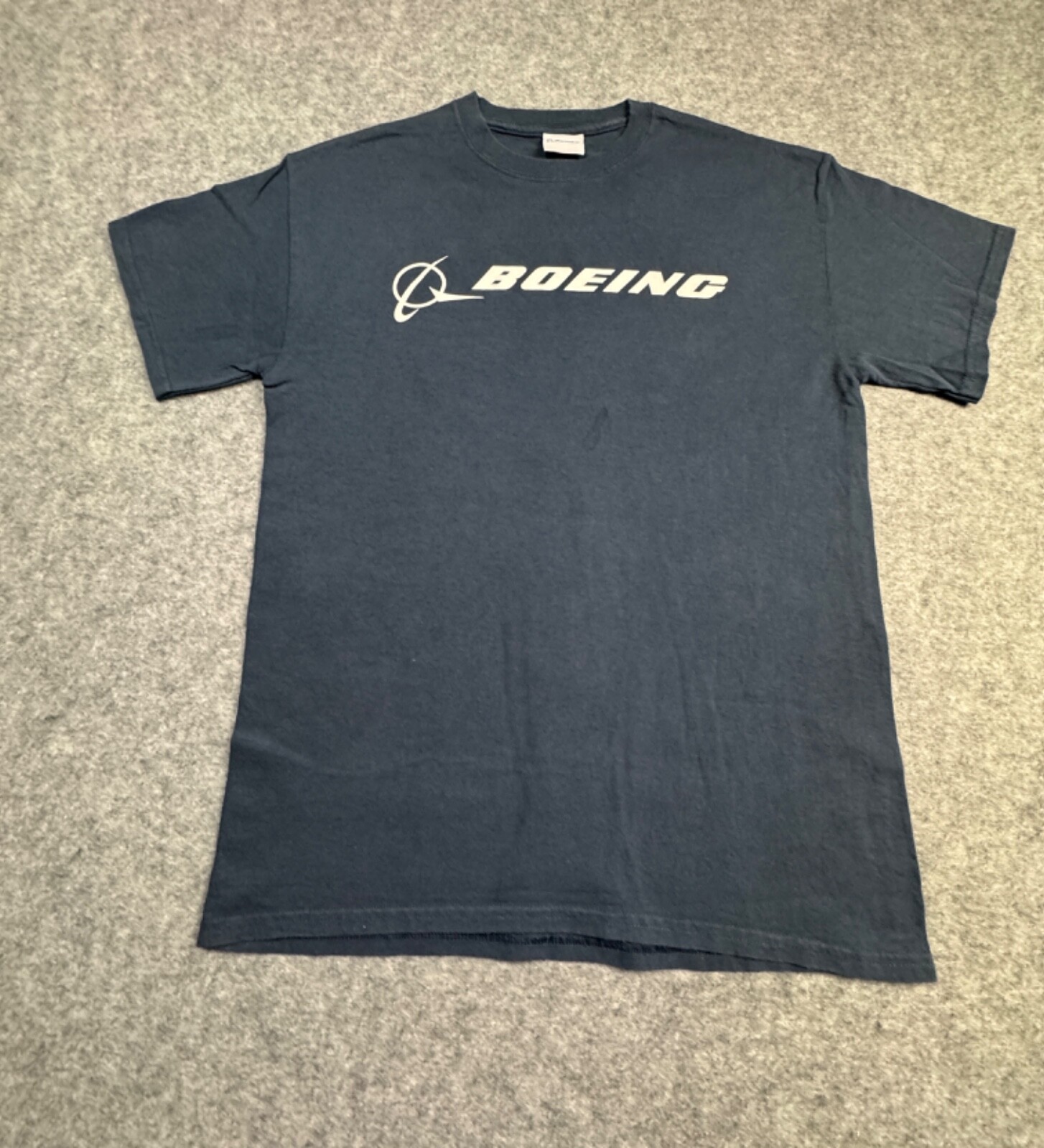 Blue Boeing DISTRESSED Aircraft Mechanic Maintenace Flight Pilot Beater Shirt Md