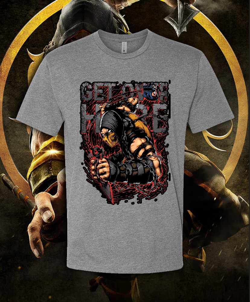 Mortal Kombat Scorpion Get Over Here! 80’s Shirt Adult & Youth sizes! Fast Ship!