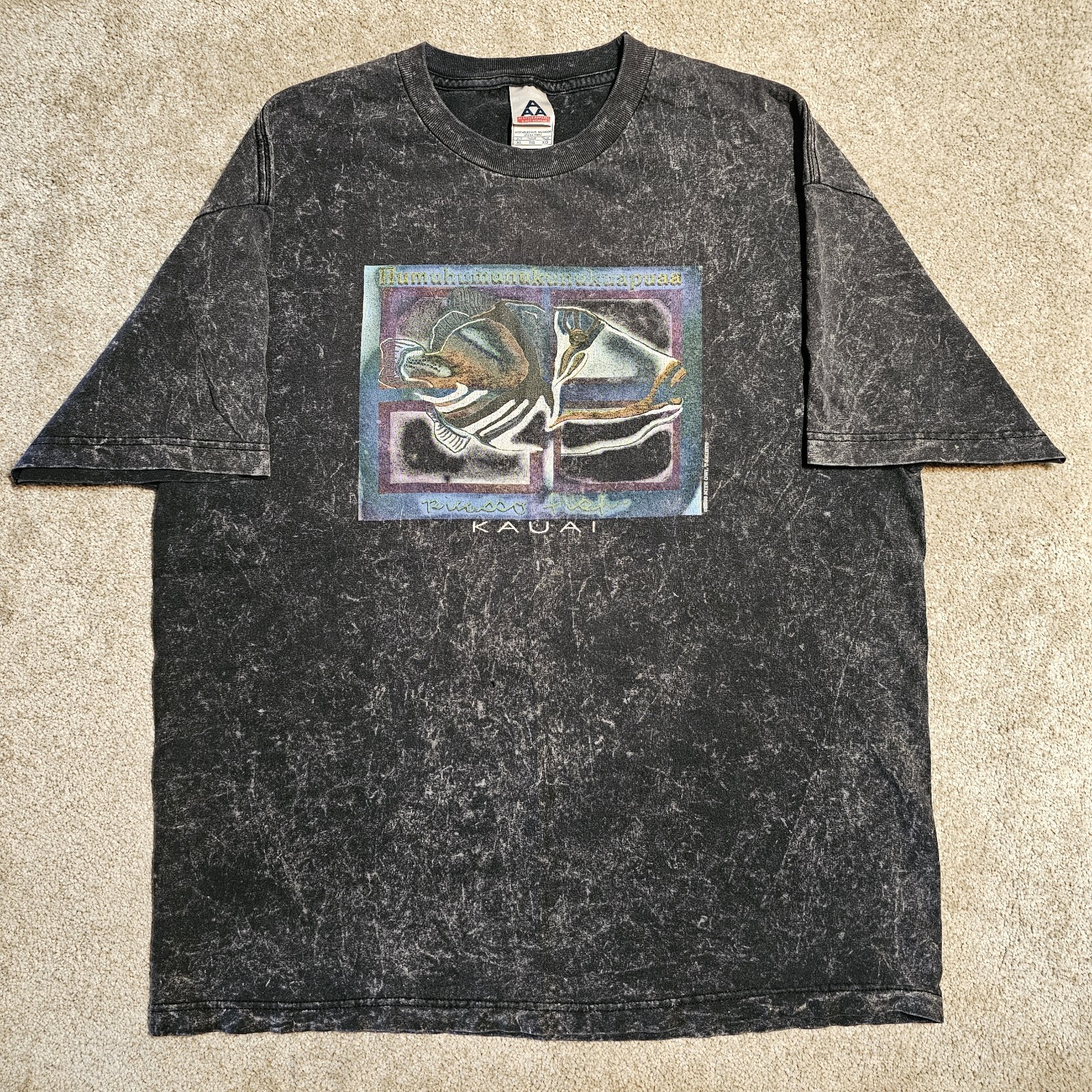 Vintage 1998 Picasso Fish Kauai T-shirt Mens XL Hawaii Grunge Fishing 90s Travel