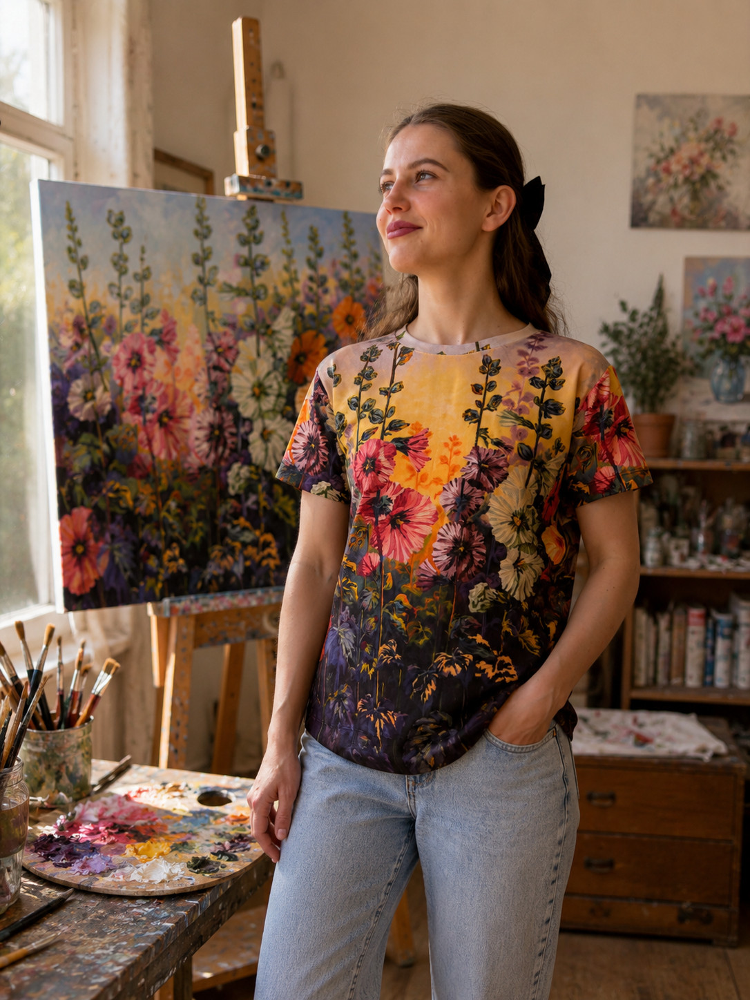 Wearable Art T-Shirt Floral Garden Print by Natalia Savchenko Women’s To Ukraine
