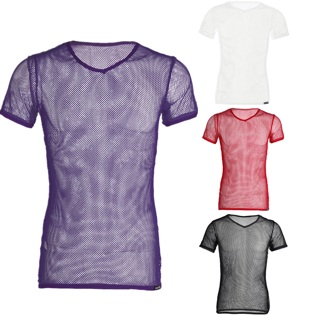 US Mens Sheer Fishnet Mesh See Through Short Sleeve T-Shirt Tank Top Undershirt