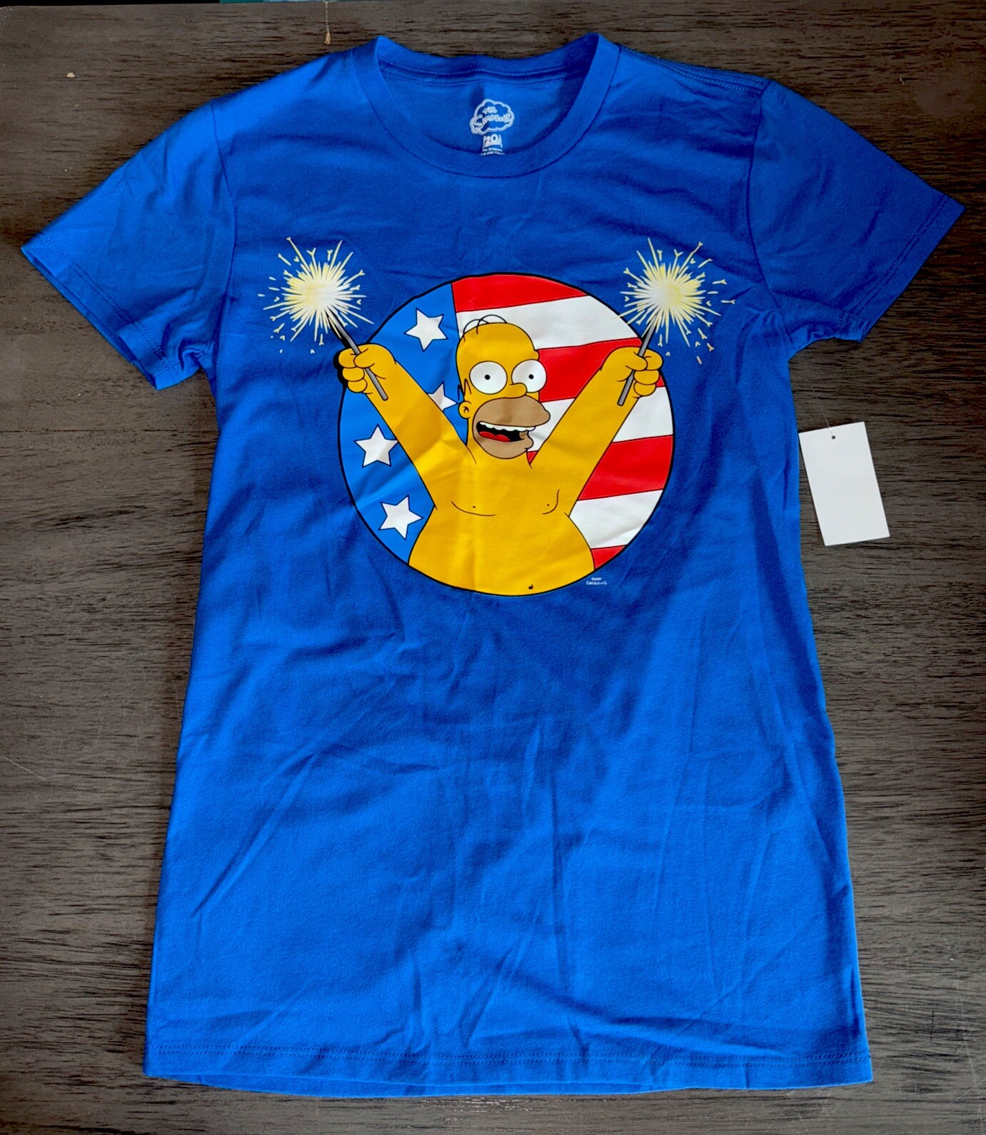 The Simpsons Homer Woohoo Men’s 4th of July T-Shirt, Blue, XS S M L XL 2X New