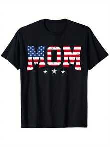 Patriotic “MOM” American Flag T Shirt Unisex