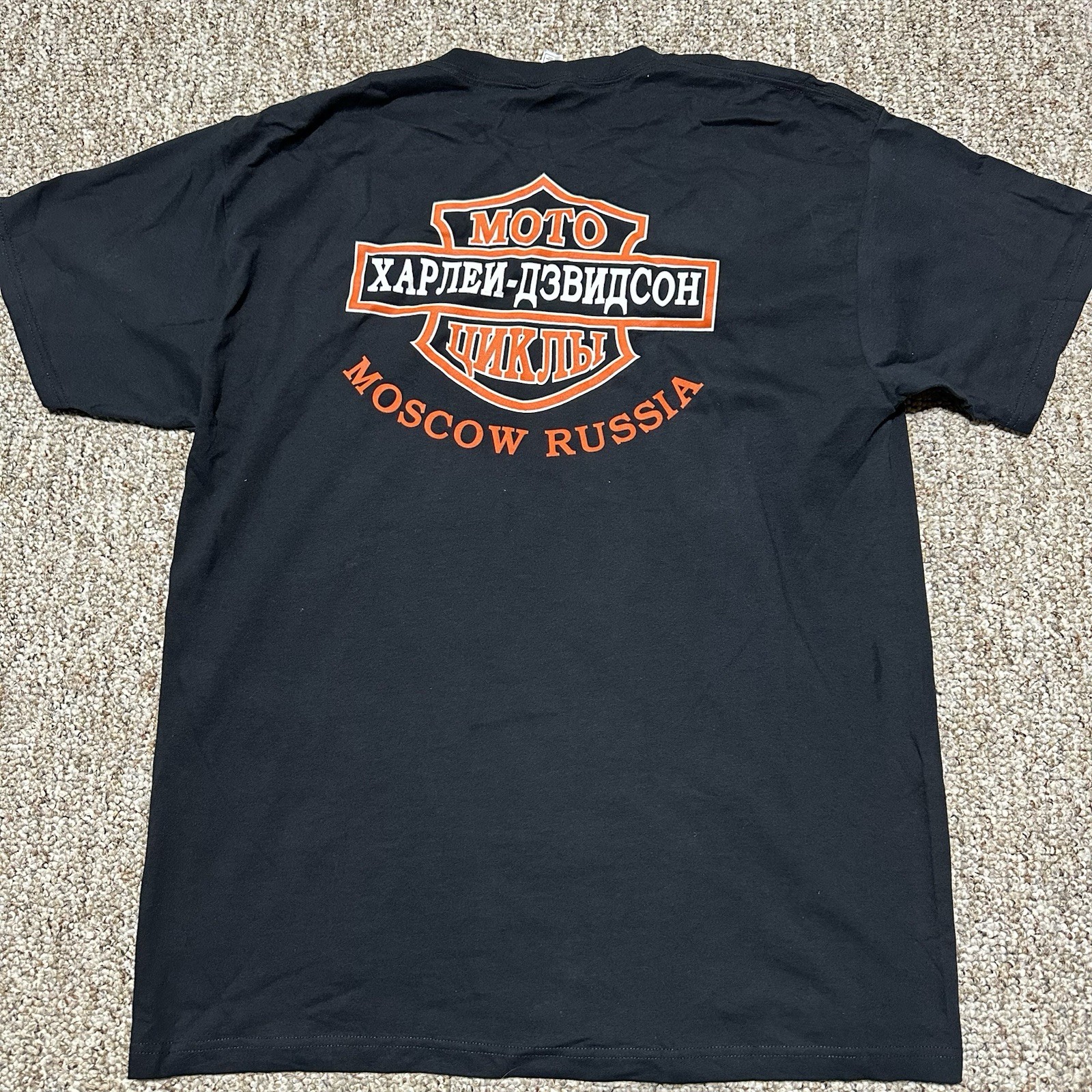 Men’s XL Motorcycle Biker Theme Graphic Tee Moscow Russia Fruit of the Loom