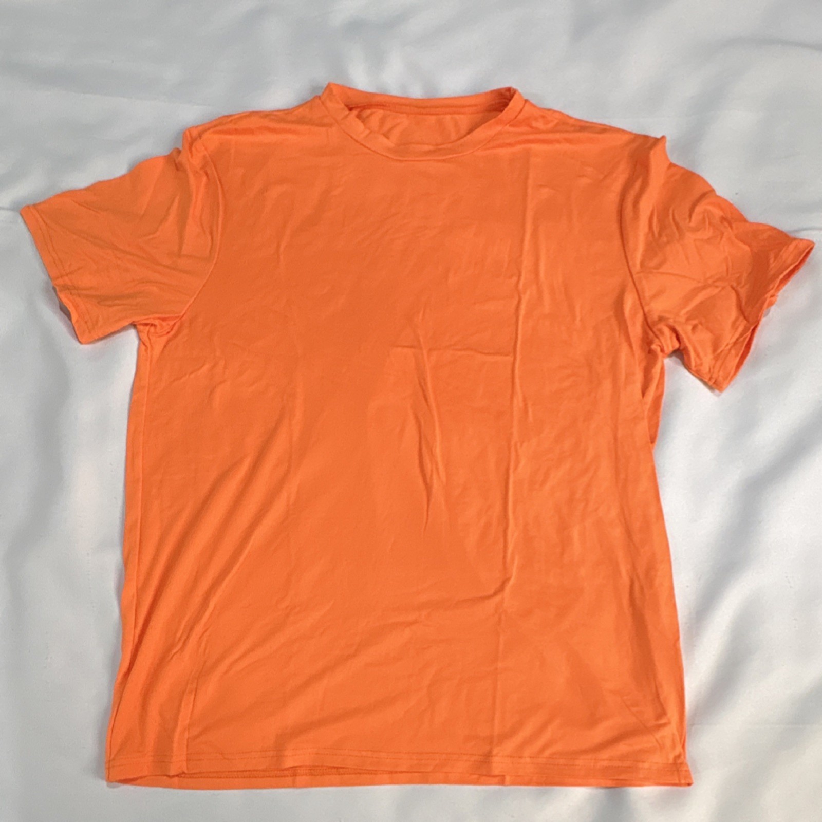 Men’s Orange Polyester Elastane Crew Neck Short Sleeve T-Shirt XL Regular A2