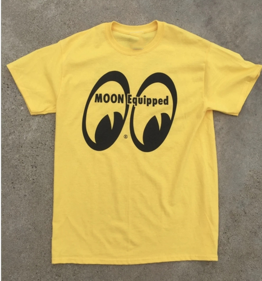 Mooneyes Moon Equipped Classic Black Logo Yellow Cotton T-Shirt Unisex S-5XL