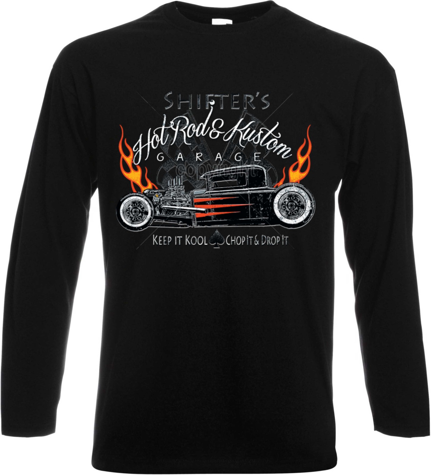 Long Sleeve Long Sleeve Shirt Car V8 US Car Hot Rod & 50 Style Model Shifter’s